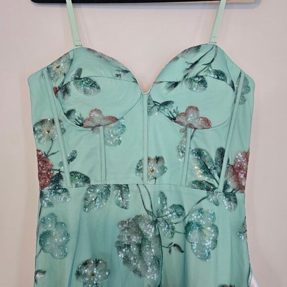 Dress The Population Carina Strapless Sweetheart Sequin Midi Dress Sz Large - Picture 4 of 14